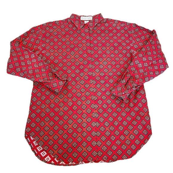 Vtg Gap mens med button up red geometric allover print chest pocket 100% cotton - Picture 1 of 8